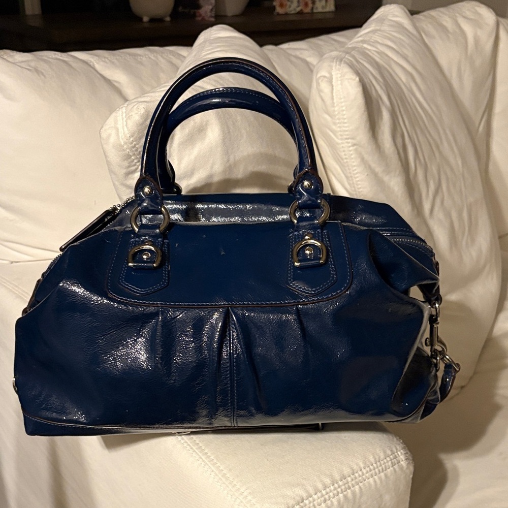 Coach Dark Blue Leather Satchel - Picture 2 of 7